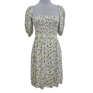 Anthropologie Seafolly Puff Sleeve Smocked Boho Dress Medium Multi-Color